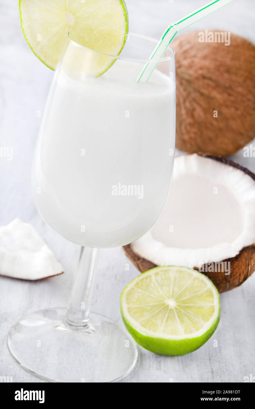 Coconut Drink and lemons Stock Photo Alamy