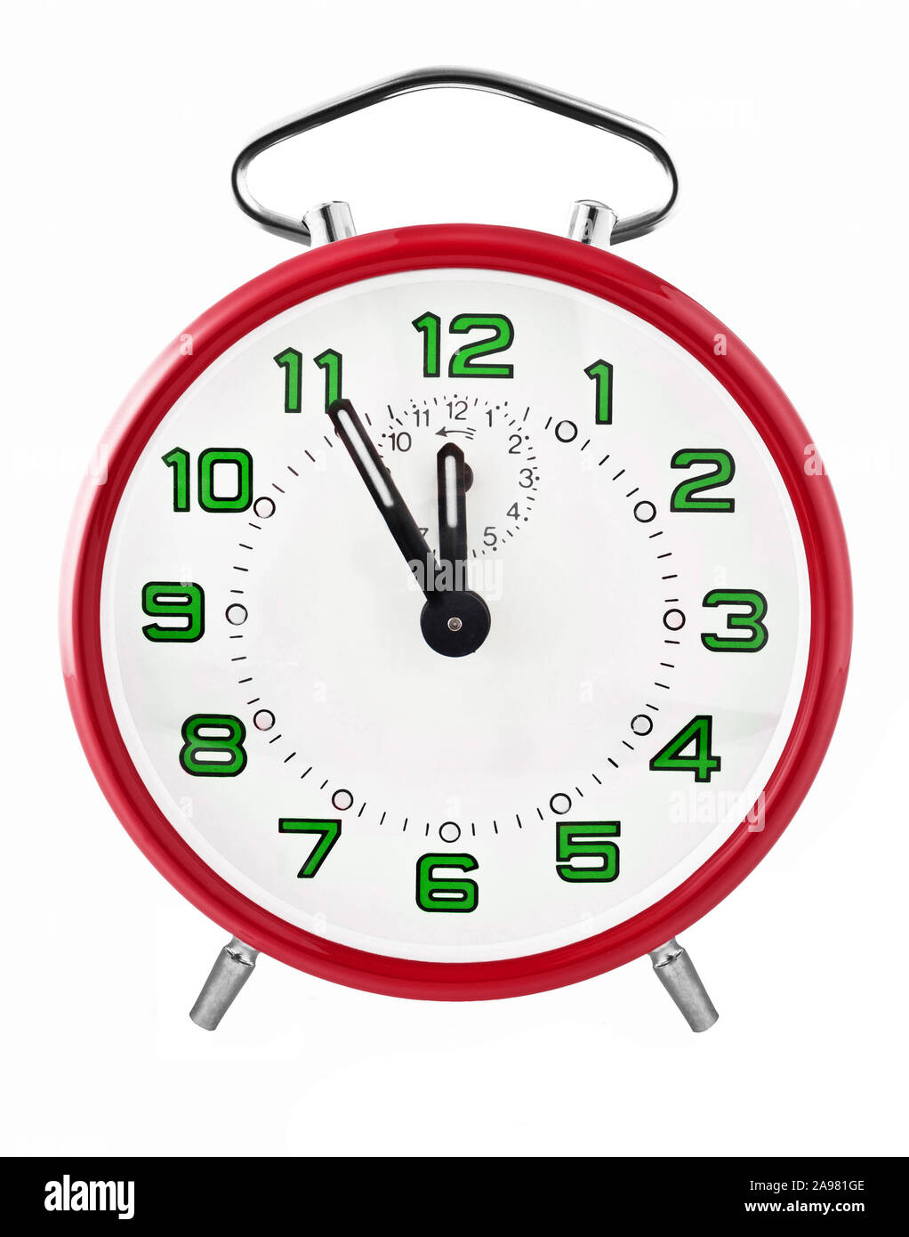Alarm clock five minutes to twelve Stock Photo Alamy