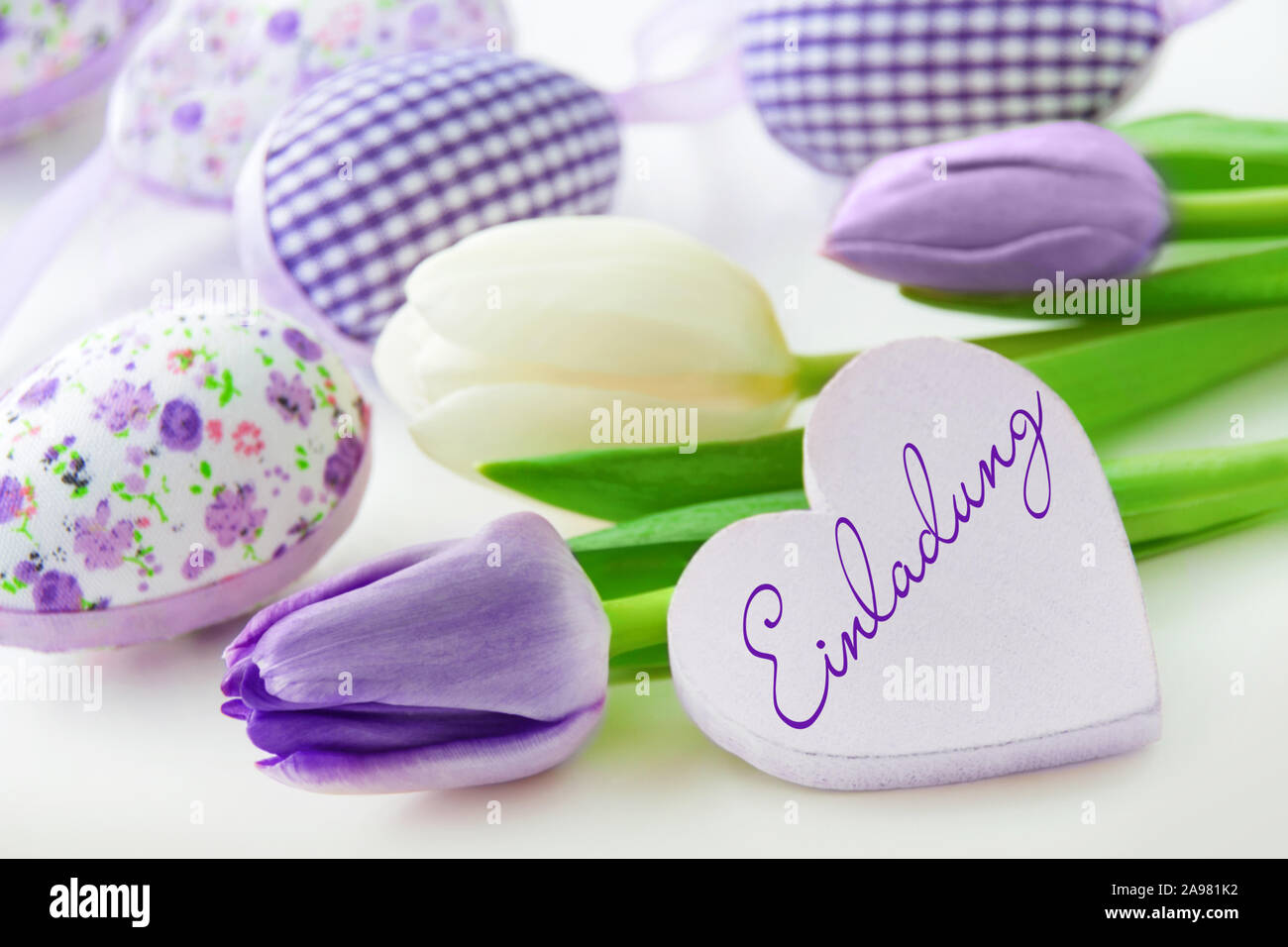 Invitation and Easter decoration Stock Photo