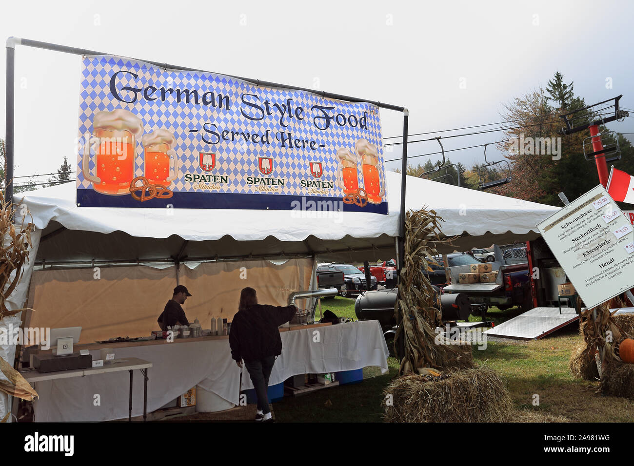German food vendor at Oktoberfest festival hunter Mountain New York