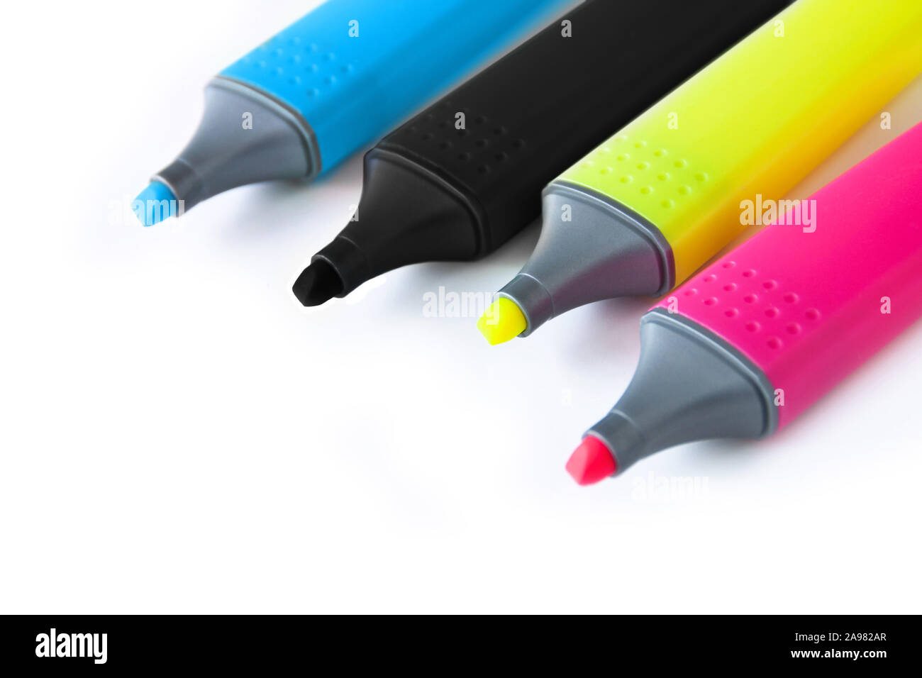 Different highlighter in a row Stock Photo