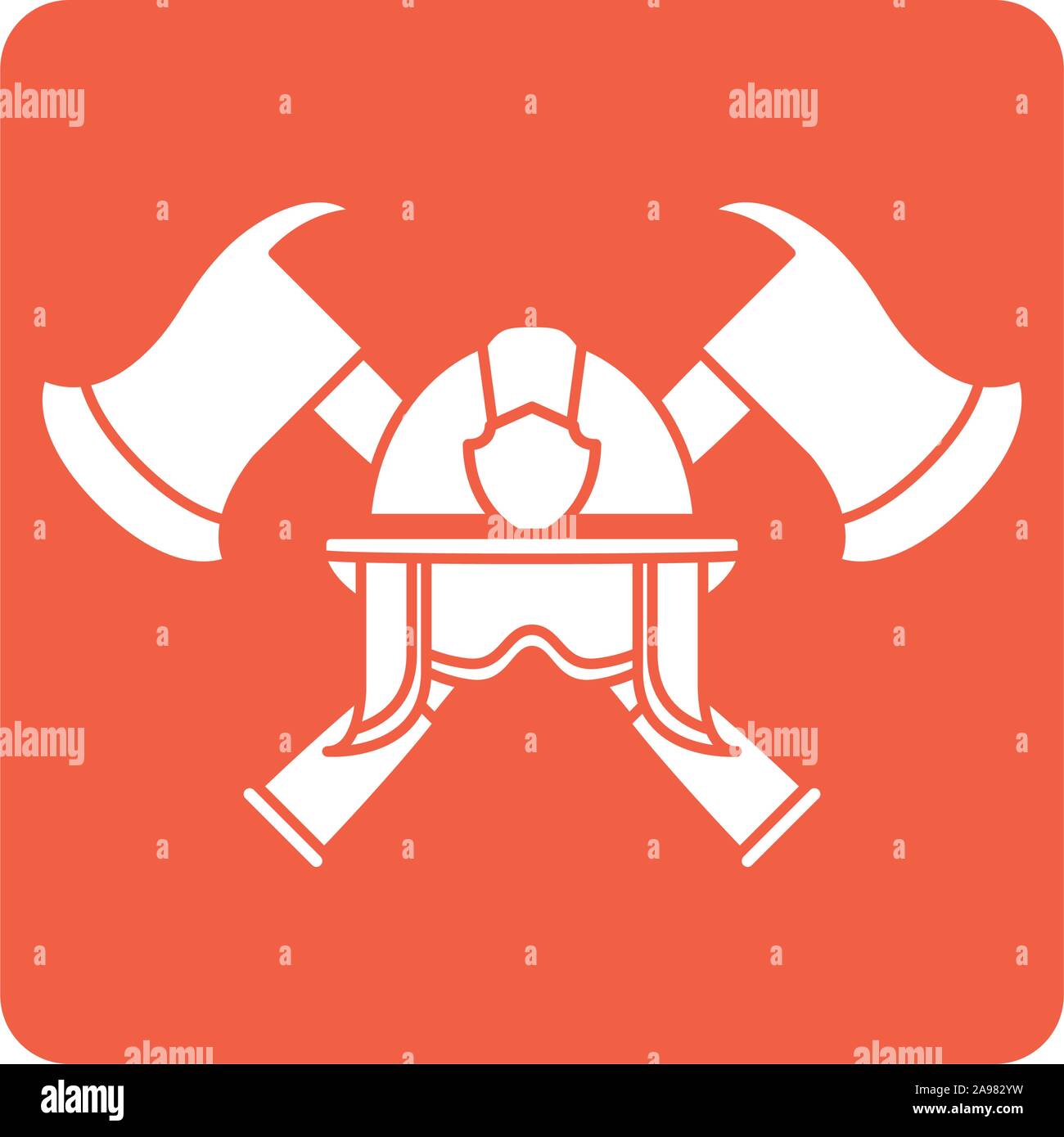 firefighter helmet with axes block line style icon vector illustration ...