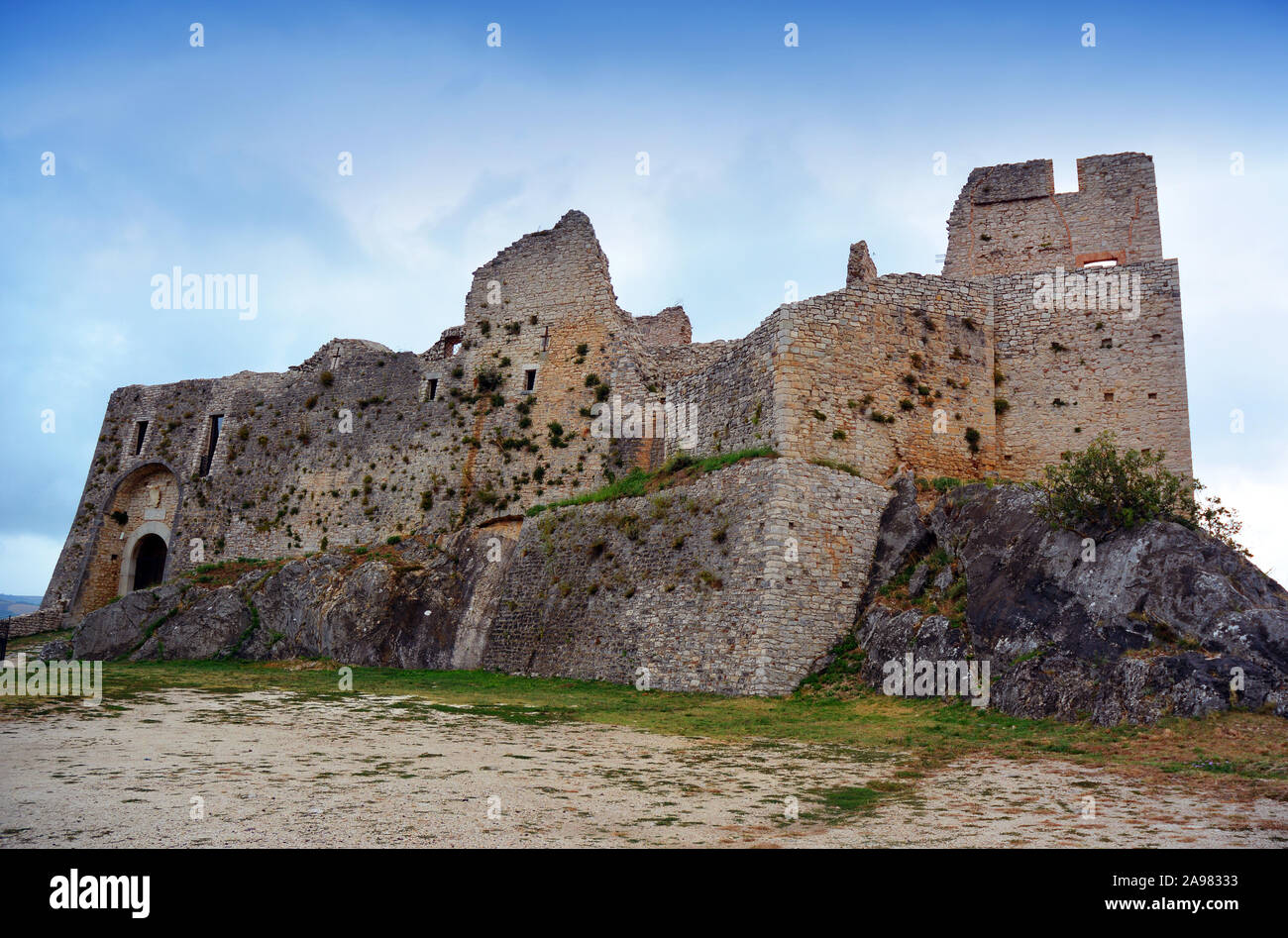 Castropignano, Molise, Italy- The stone castle of Evoli. Stock Photo