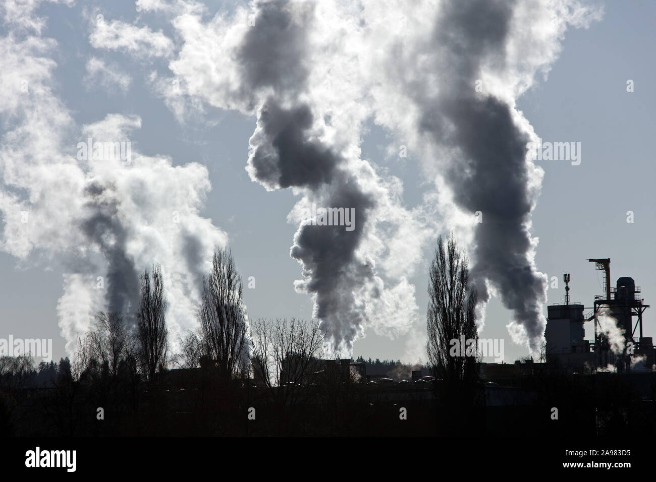 Rauchende Schlote, Kohlekraftwerk, Stock Photo