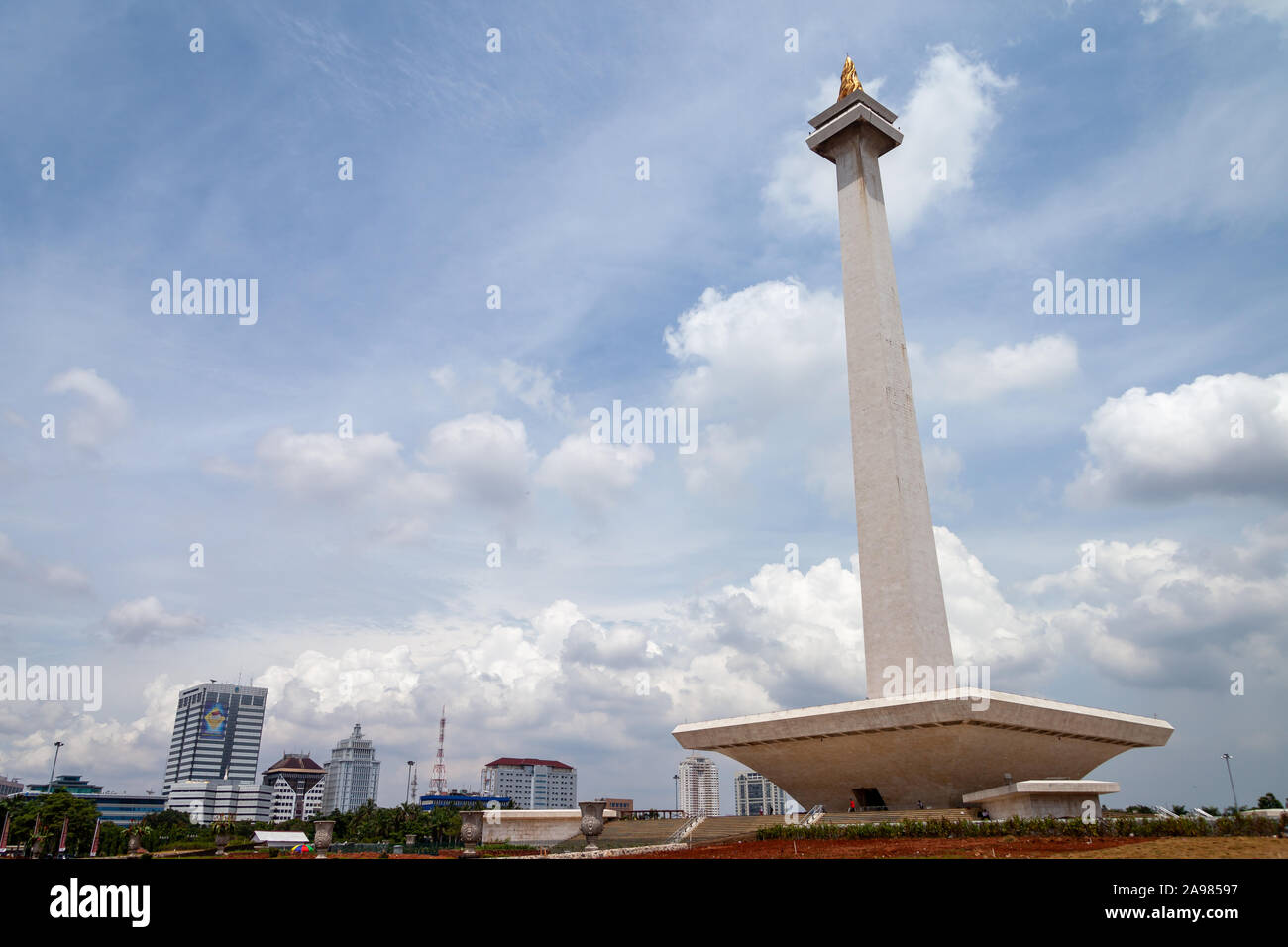 Monas the National Monument of Indonesia located on Merdeka  Square. It symbolized the independence of Indonesia. It's located in Jakarta. Monas stand Stock Photo
