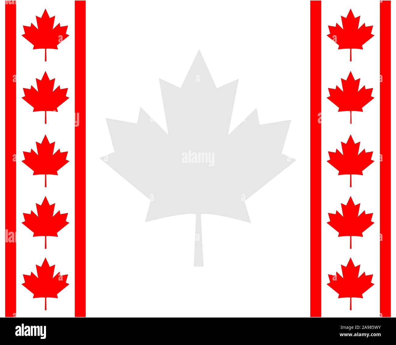 Canadian flag symbolism maple red leaf corner frame border Stock Vector