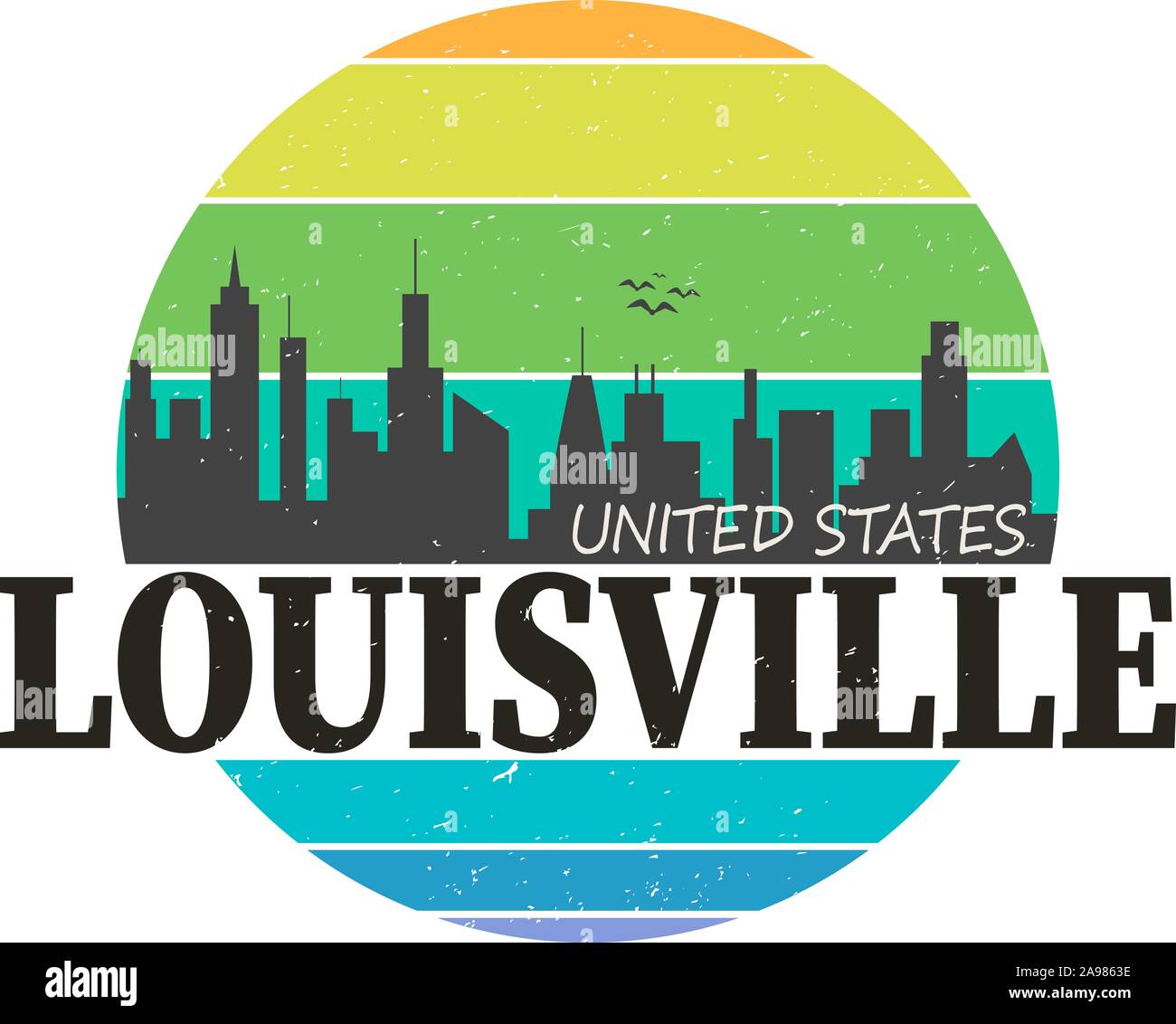 Louisville city logo in colorful vector tshirt logo design Stock