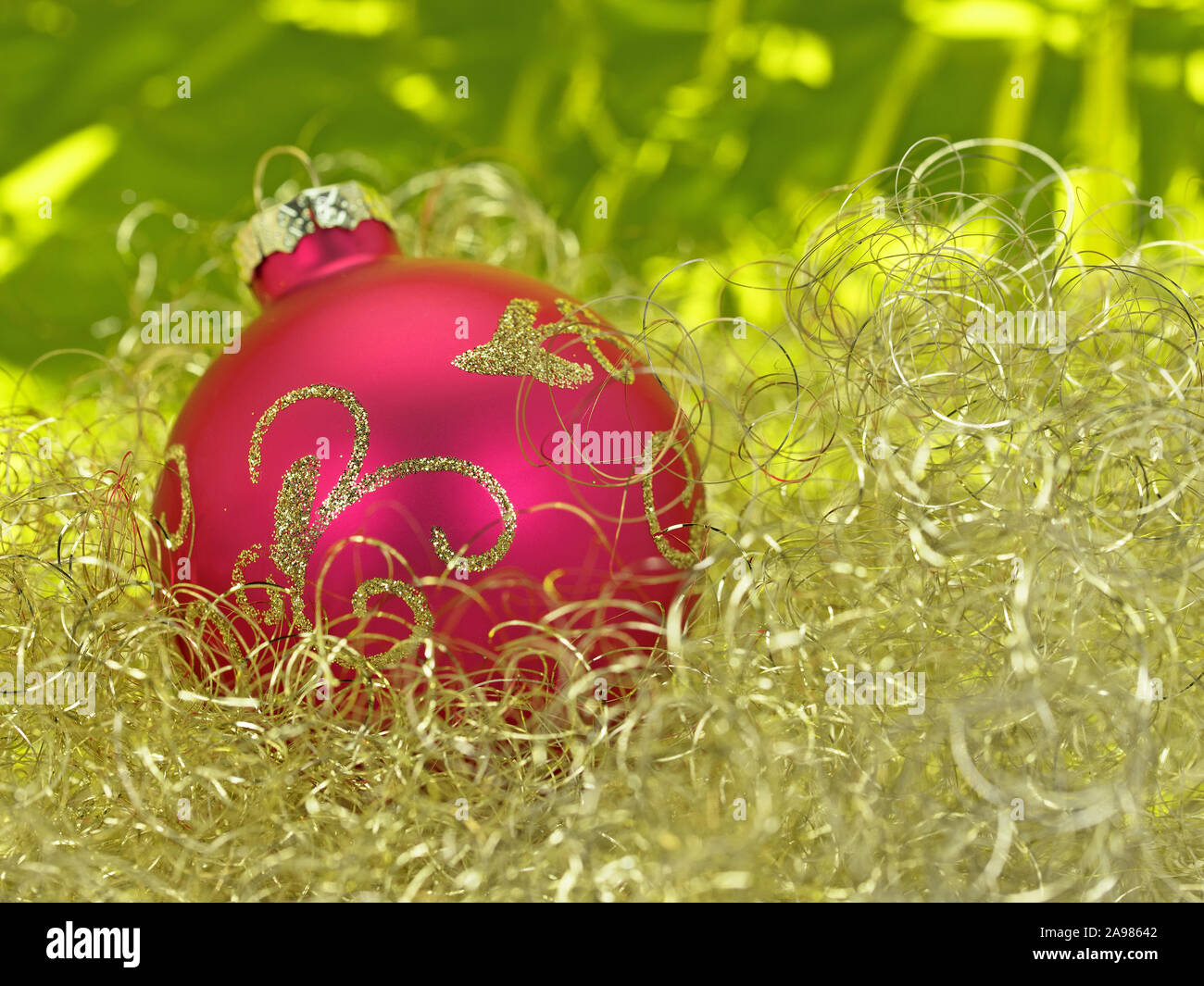 Christmas tree ball and angel hair, christmas decoration Stock