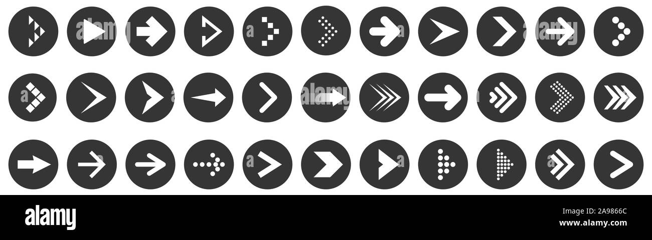 Vector Arrows set. Black arrow in circle. Arrows icon isolated. Black buttons Stock Vector