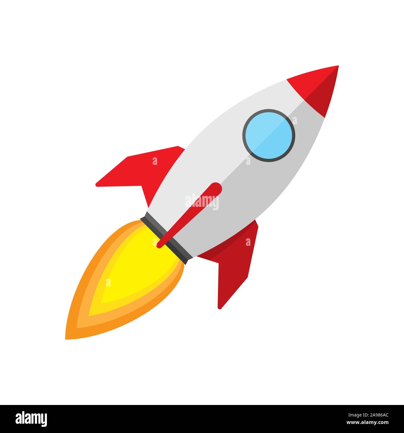 Vector Rocket ship icon. Color Rocket launch isolated. Rocket icon in flat design. Rocket launch