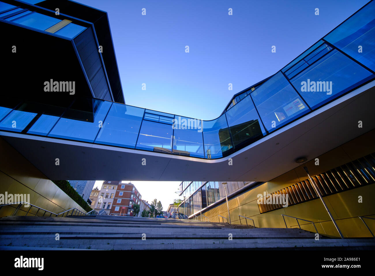 'Alter Posthof' square shows modern architecture in Aachen, Germany Stock Photo