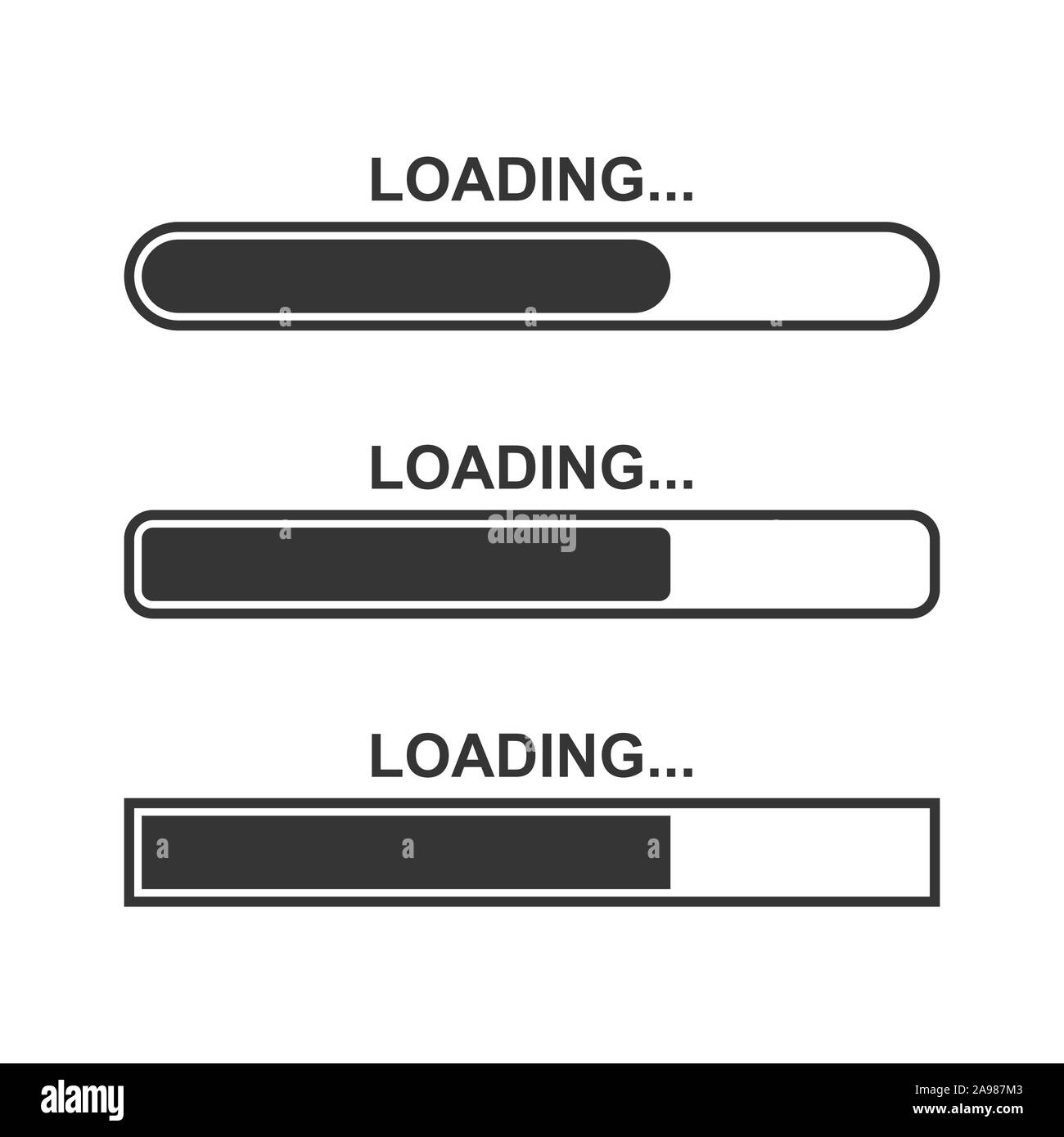 Set of vector loading icons. Flat progress loading bar isolated ...