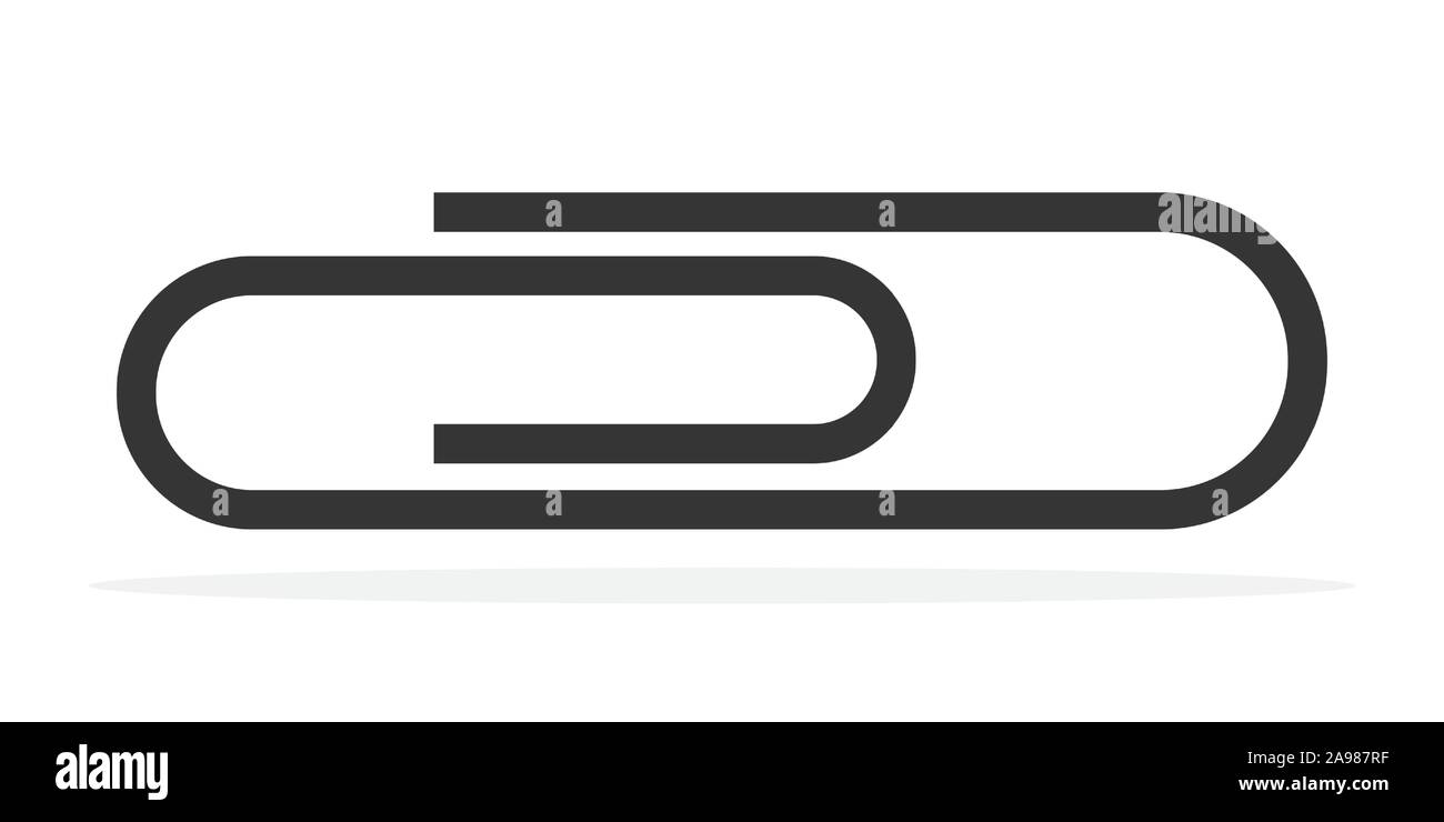 Paper clip icon isolated. Black vector paper clip icon. Flat paper clip ...