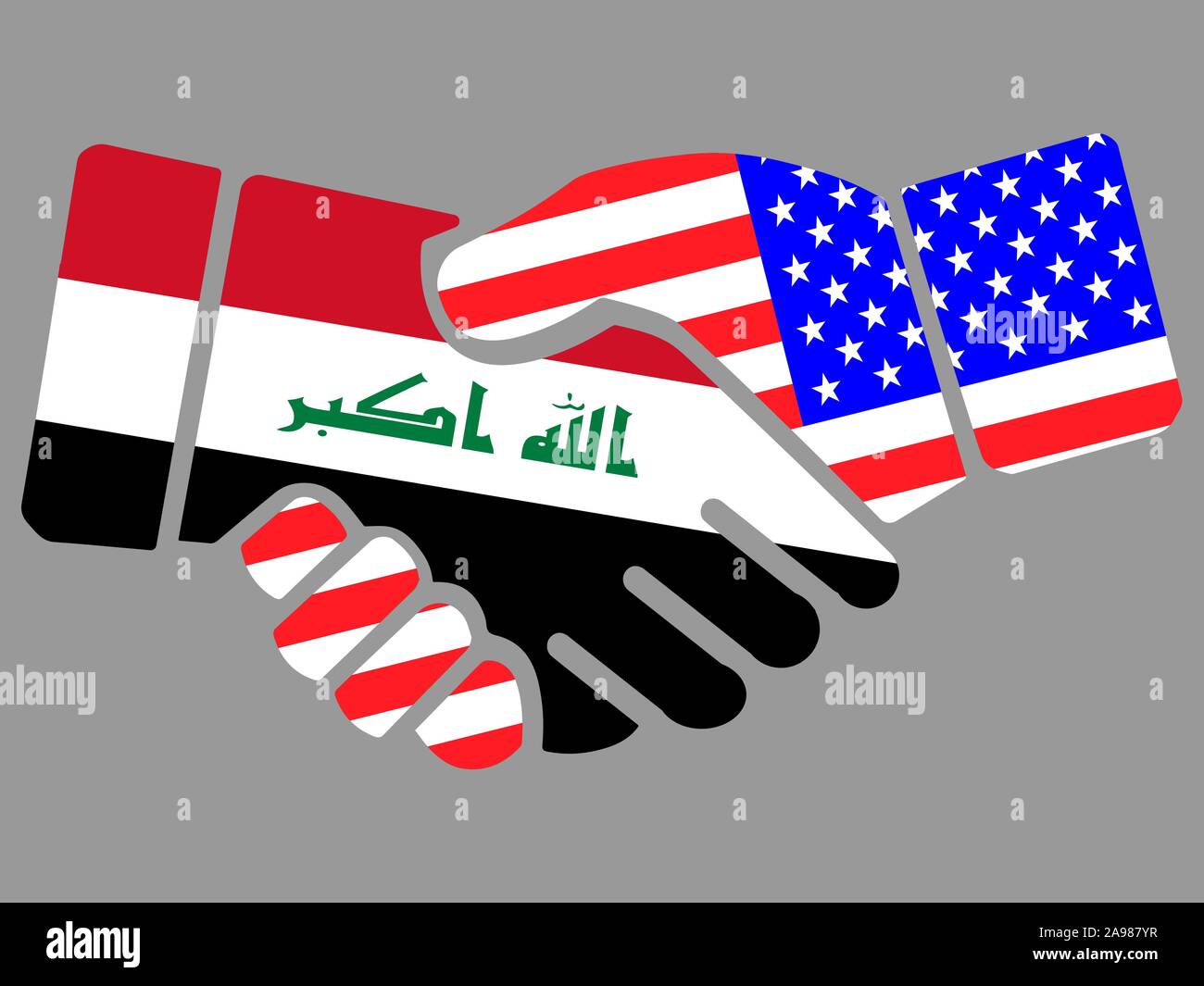 Handshake with Iraq and USA flags vector illustration eps 10. Stock Vector