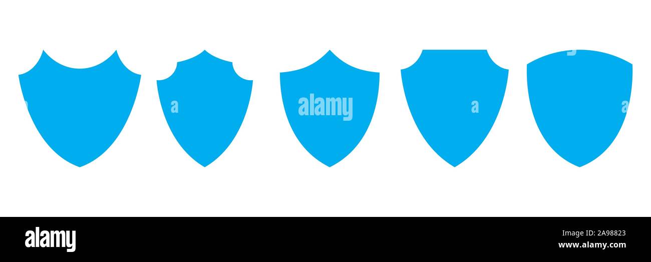 Set of vector Shields. Blue Shield icons isolated. Flat design of ...