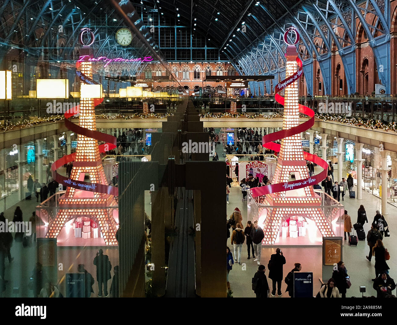 Kings Cross St Pancras. London. UK 13 Nov 2019 “The Eiffel Tower