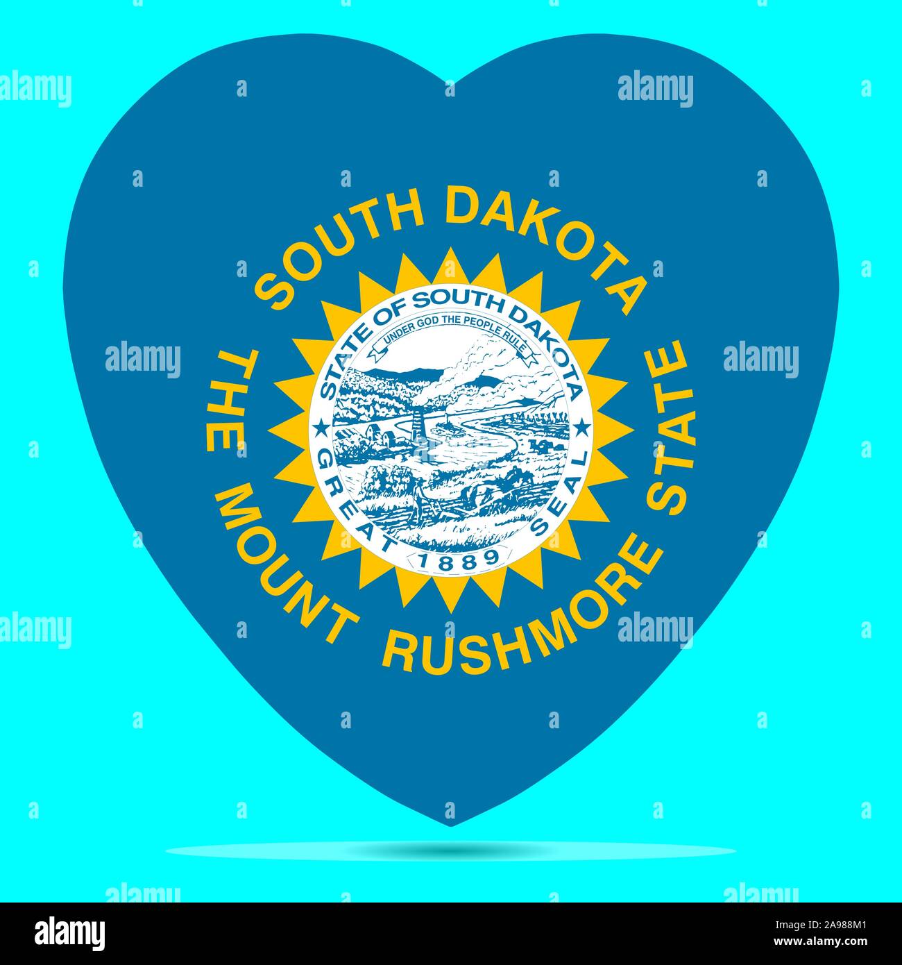 South Dakota Flag In Heart Shape Vector illustration Eps 10. Stock Vector