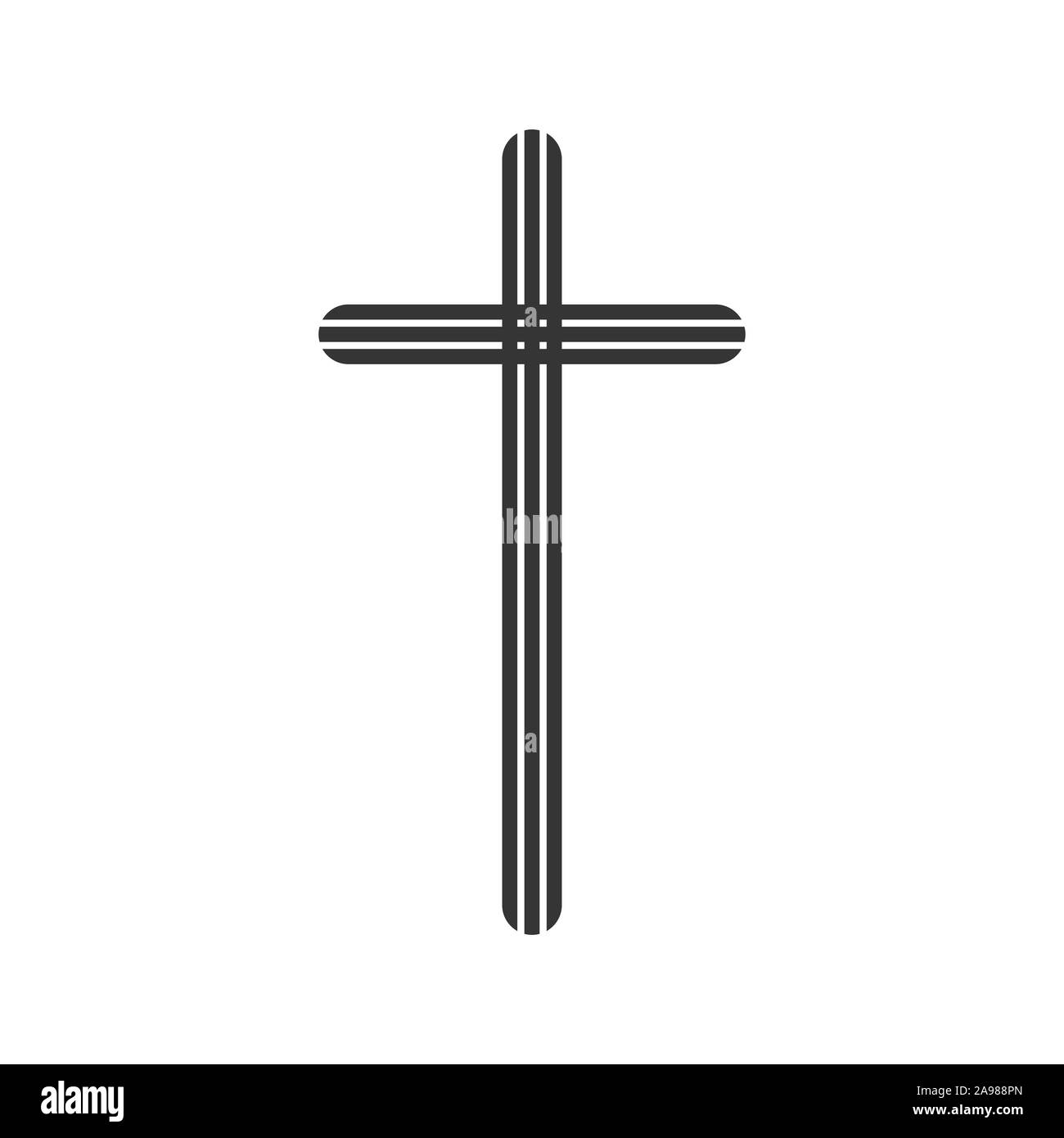 Christian Cross icon. Church cross isolated. Black religion vector