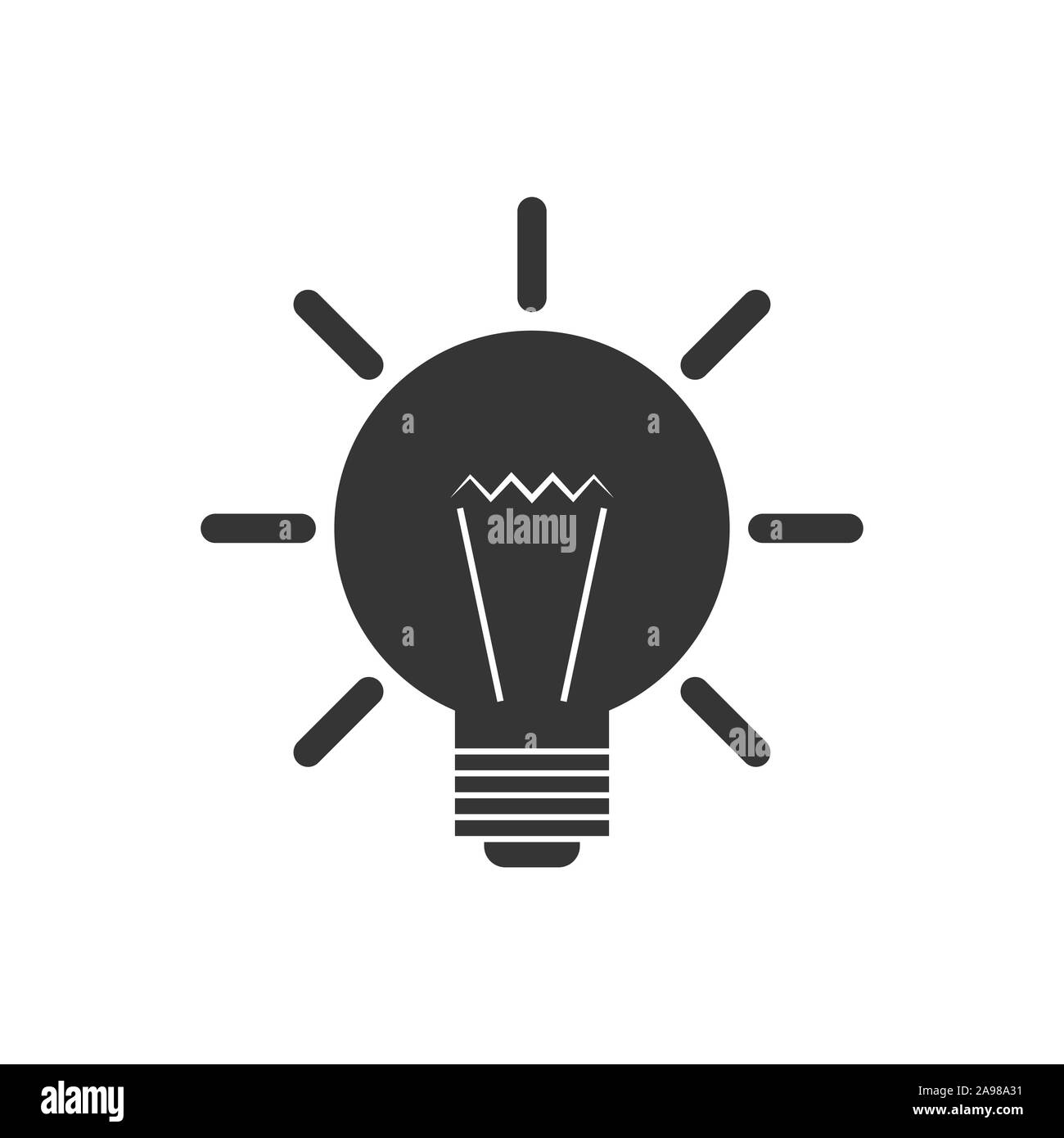 Vector light bulb icon. Black Lamp in flat design. Vector icon isolated ...
