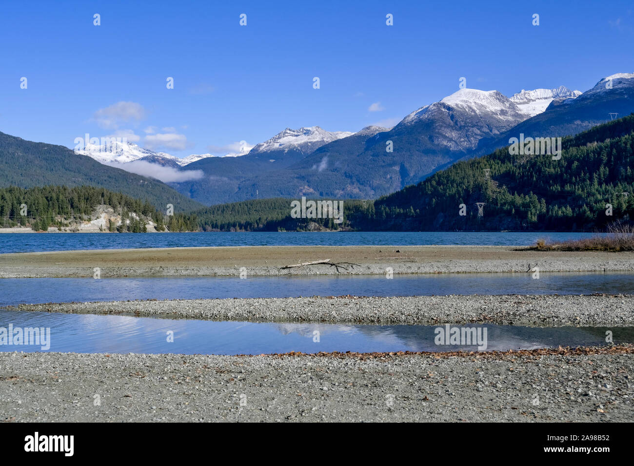 Fitzsimmons Fan Park, Green Lake, Whistler, British Columbia, Canada Stock Photo