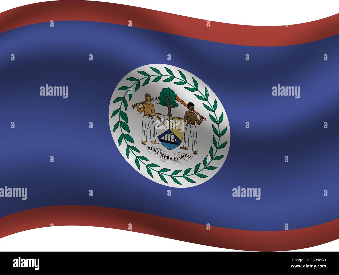National flag of Belize . original colors and proportion. Simply vector illustration, from countries flag set. Stock Vector