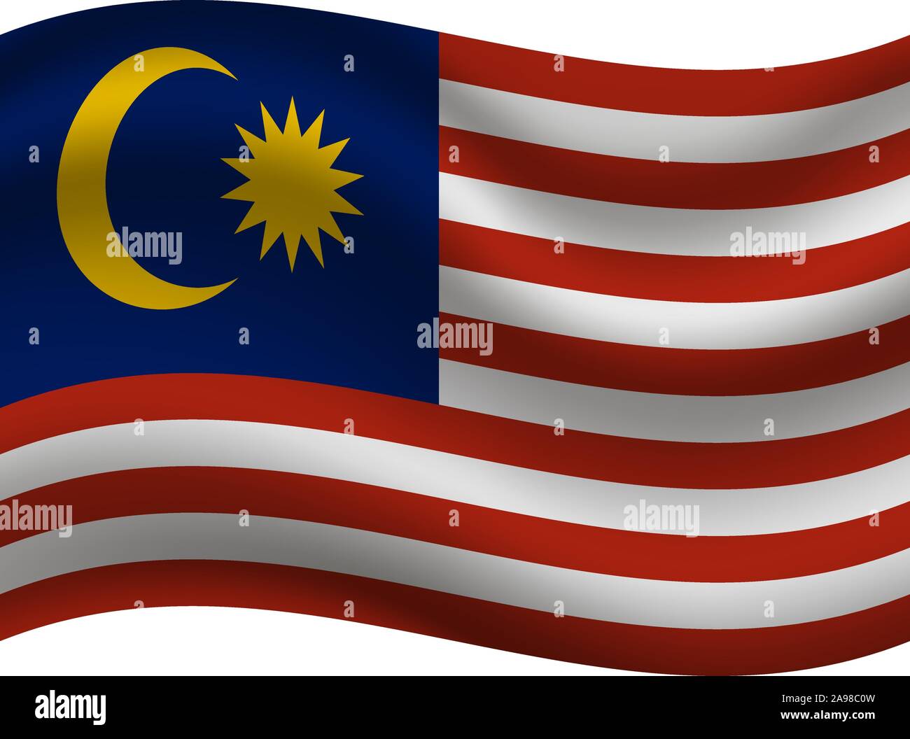 National flag of Malaysia . original colors and proportion. Simply vector illustration, from countries flag set. Stock Vector