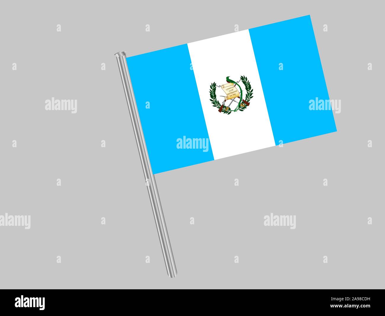 National flag of Republic of Guatemala. original colors and proportion. Simply vector illustration, from countries flag set. Stock Vector
