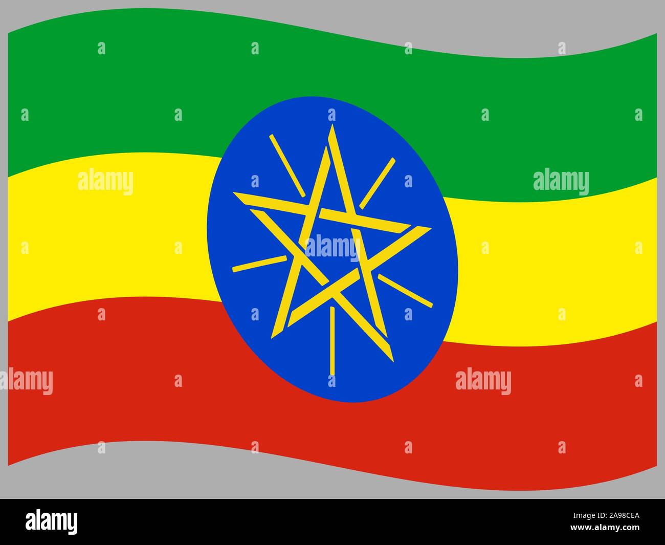 National flag of Federal Democratic Republic of Ethiopia. original colors and proportion. Simply vector illustration eps10, from countries flag set. Stock Vector