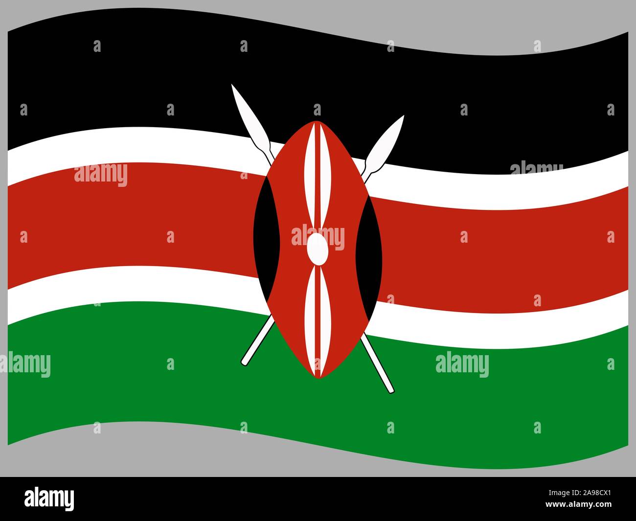 National flag of Republic of Kenya. original colors and proportion. Simply vector illustration eps10, from countries flag set. Stock Vector
