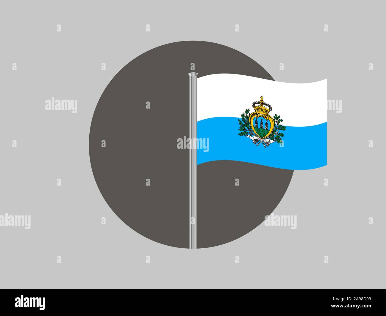 Beautiful national flag of Republic of San Marino. original colors and proportion. Simply vector illustration eps10, from countries flag set. Stock Vector