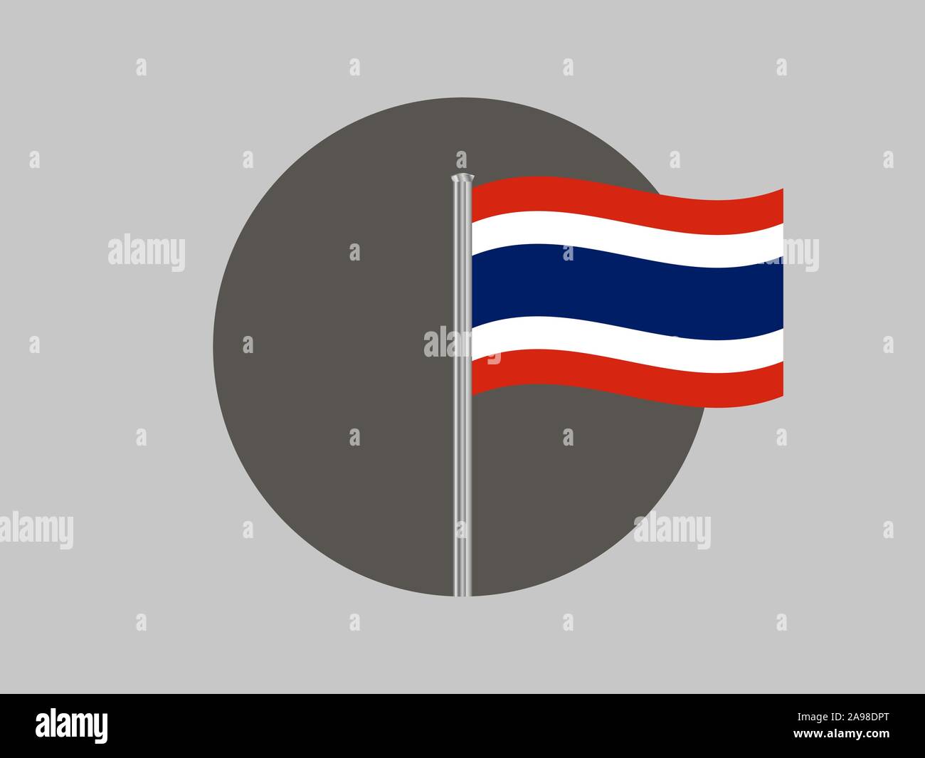 Beautiful national flag of Kingdom of Thailand, original colors and proportion. Simply vector illustration eps10, from countries flag set. Stock Vector