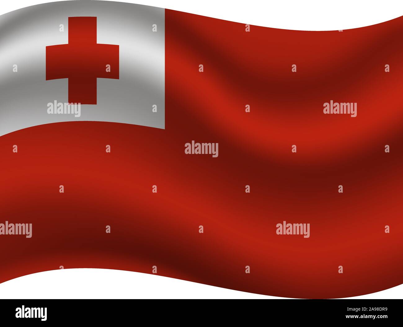 Beautiful national flag of Kingdom of Tonga, original colors and proportion. Simply vector illustration eps10, from countries flag set. Stock Vector