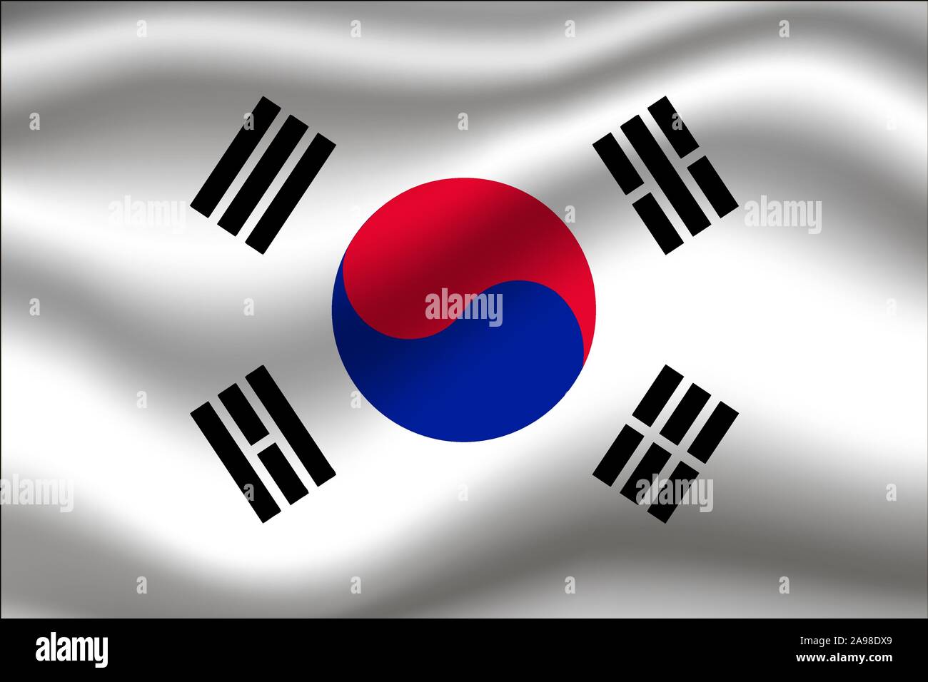 Beautiful national flag of Republic of South Korea. original colors and proportion. Simply vector illustration eps10, from countries flag set. Stock Vector