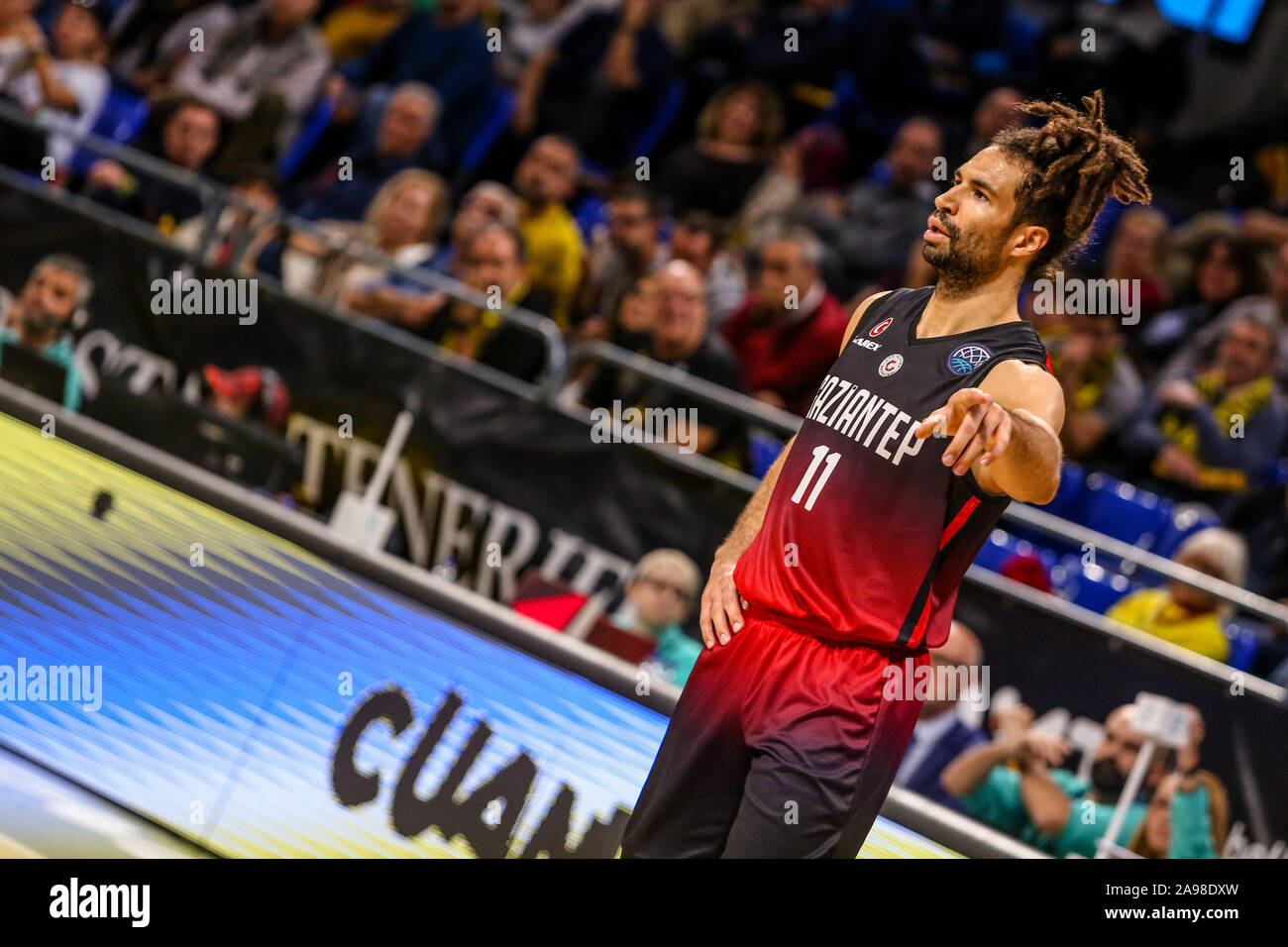 Tenerife, Italy. 13th Nov, 2019. drew crawford, gaziantep, durante the partitaduring Iberostar Tenerife vs Gaziantep, Basketball Champions League in Tenerife, Italy, November 13 2019 - LPS/Davide Di Lalla Credit: Davide Di Lalla/LPS/ZUMA Wire/Alamy Live News Stock Photo