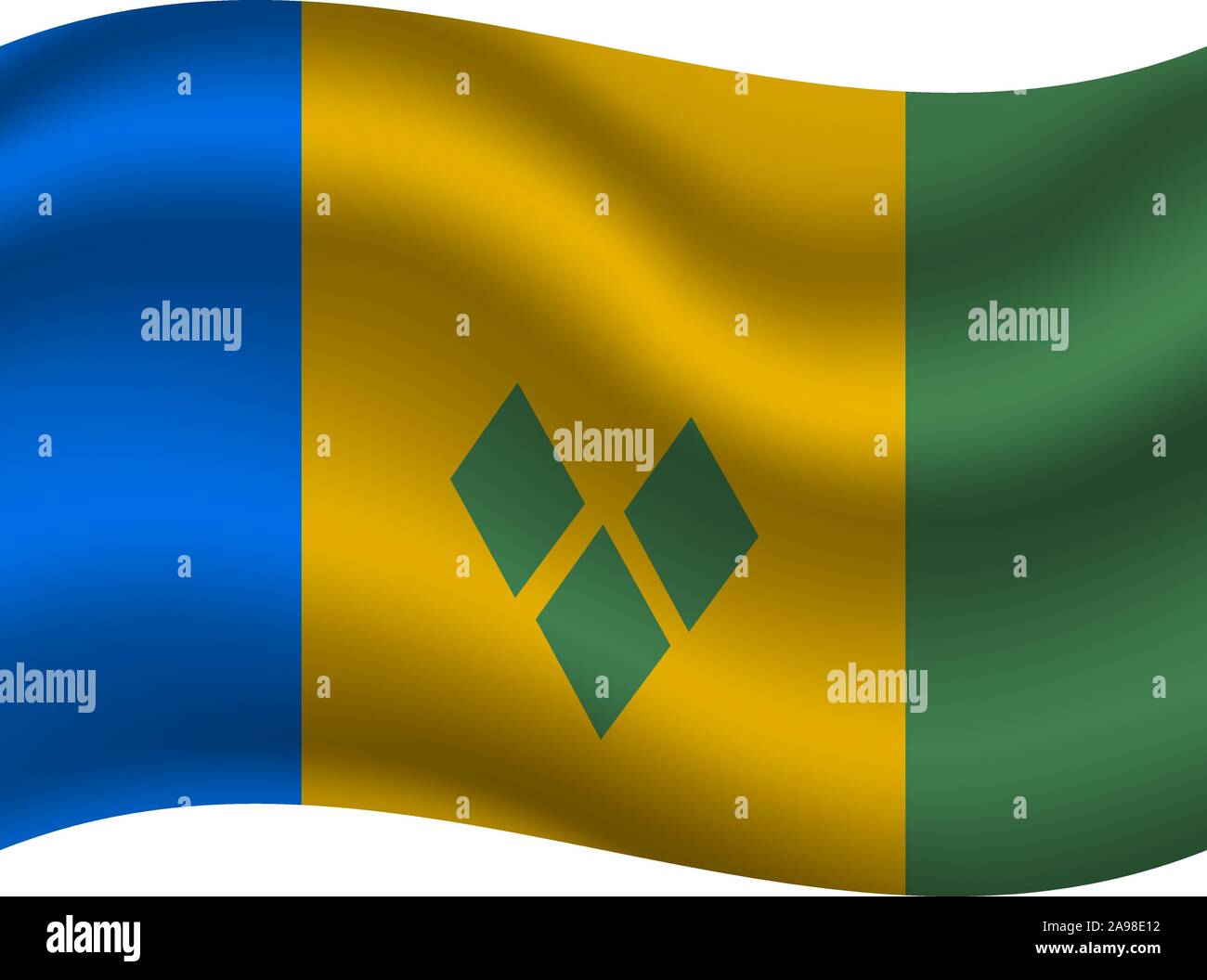 Beautiful national flag of Saint Vincent and Grenadines. original colors and proportion. Simply vector illustration eps10, from countries flag set. Stock Vector