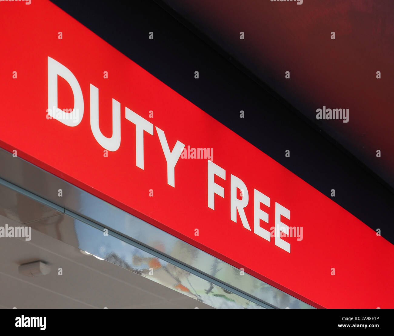 duty free shop sign in an airport Stock Photo Alamy