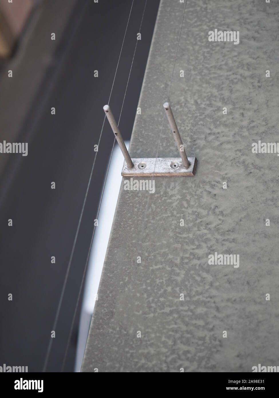 bird wire deterrent on a window sill Stock Photo Alamy