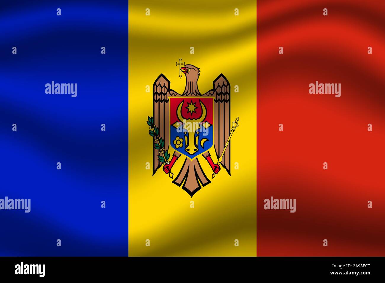 National flag of Republic of Moldova. original colors and proportion