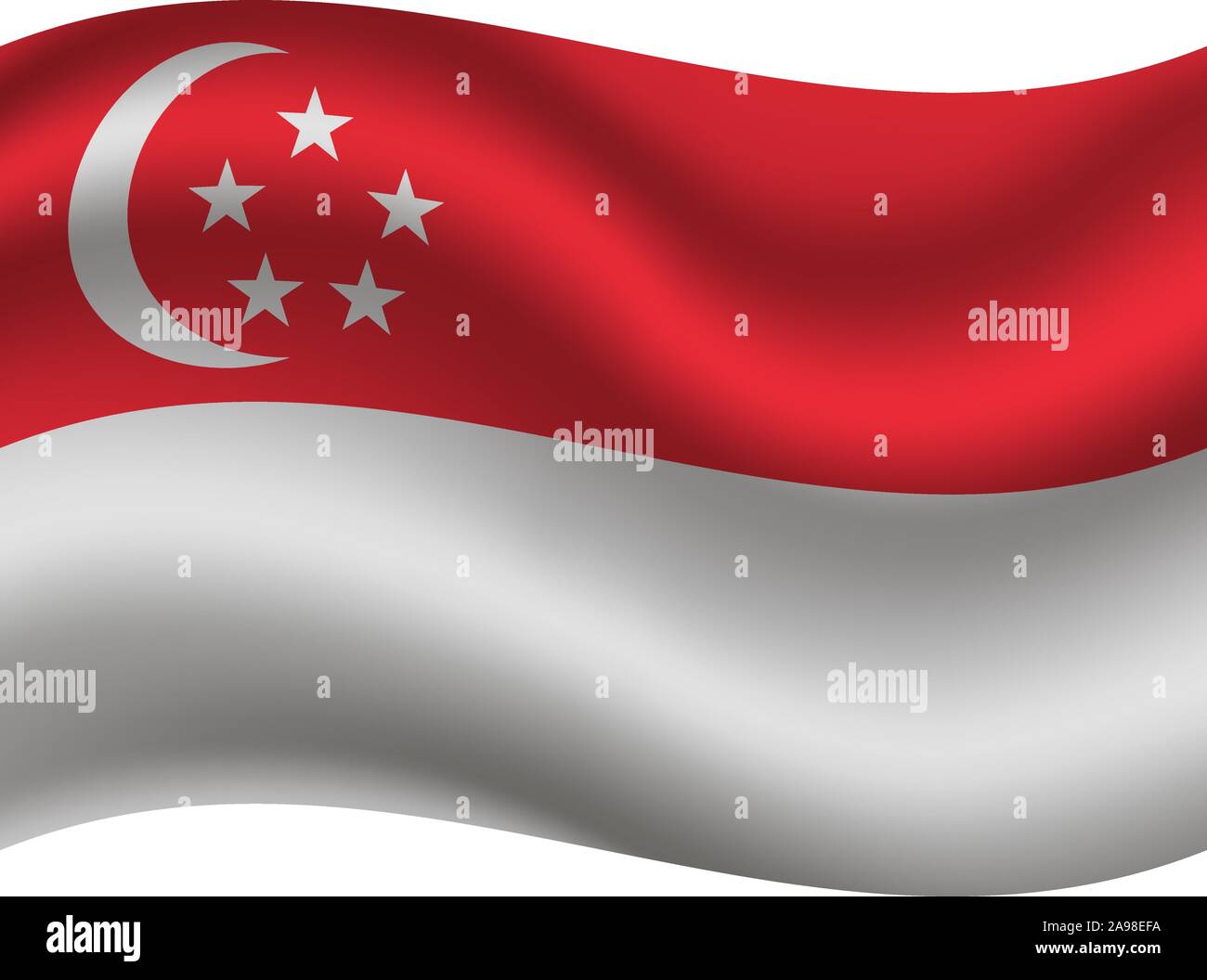 Beautiful national flag of Republic of Singapore. original colors and proportion. Simply vector illustration eps10, from countries flag set. Stock Vector