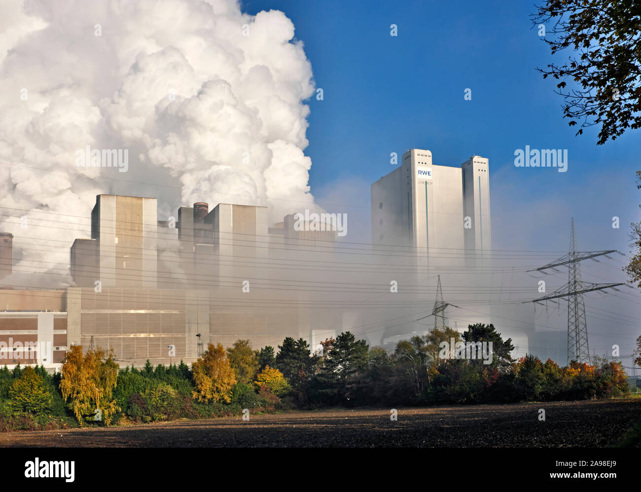 Lignite fired power station Niederaussem, Bergheim, near Cologne, NRW, Germany. Stock Photo