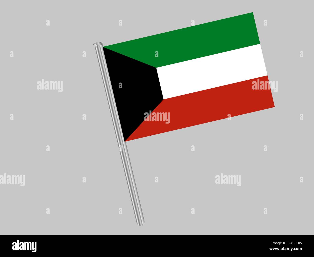 National flag of State of Kuwait . original colors and proportion. Simply vector illustration, from countries flag set. Stock Vector