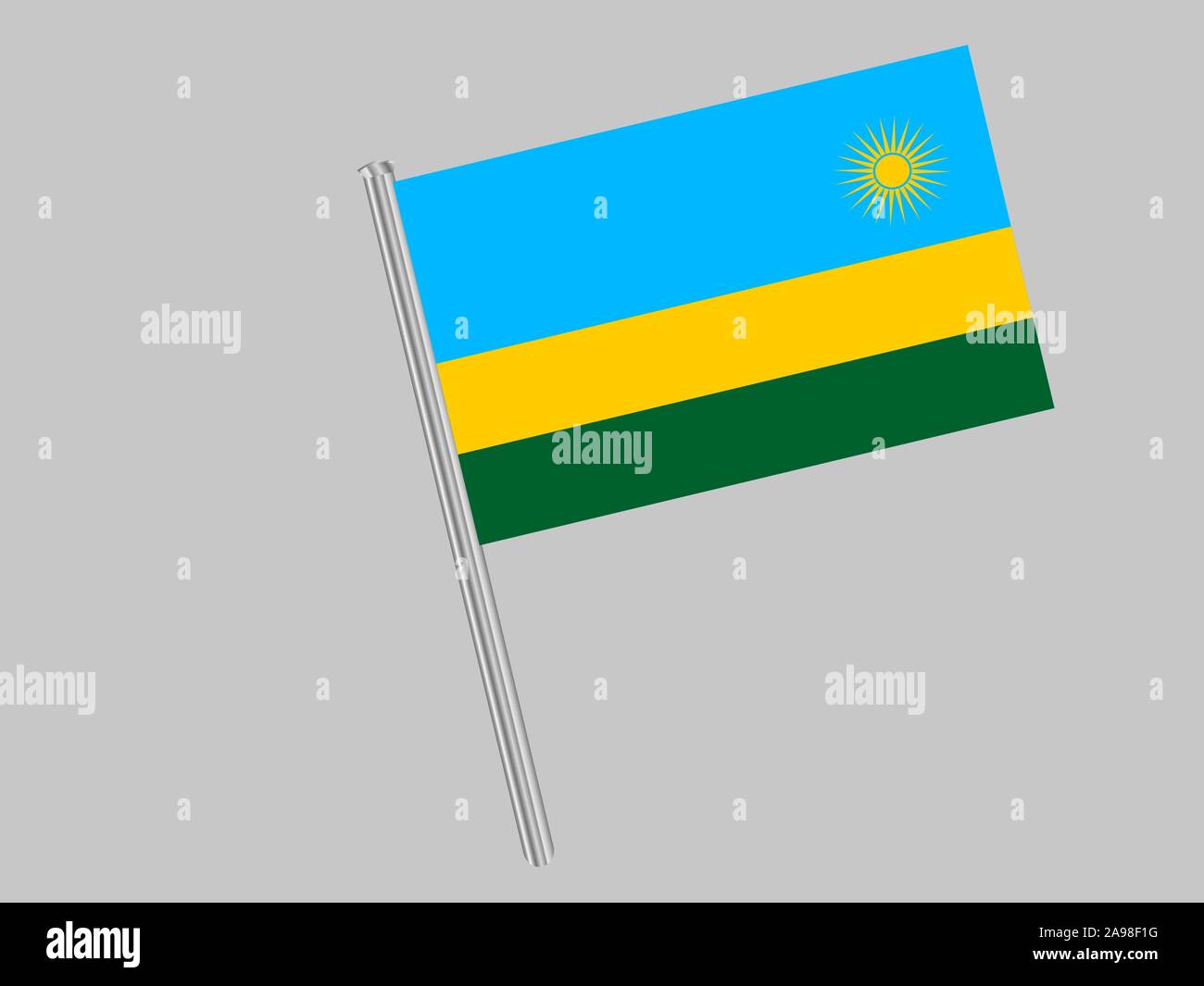 Beautiful national flag of Republic of Rwanda . original colors and proportion. Simply vector illustration eps10, from countries flag set. Stock Vector