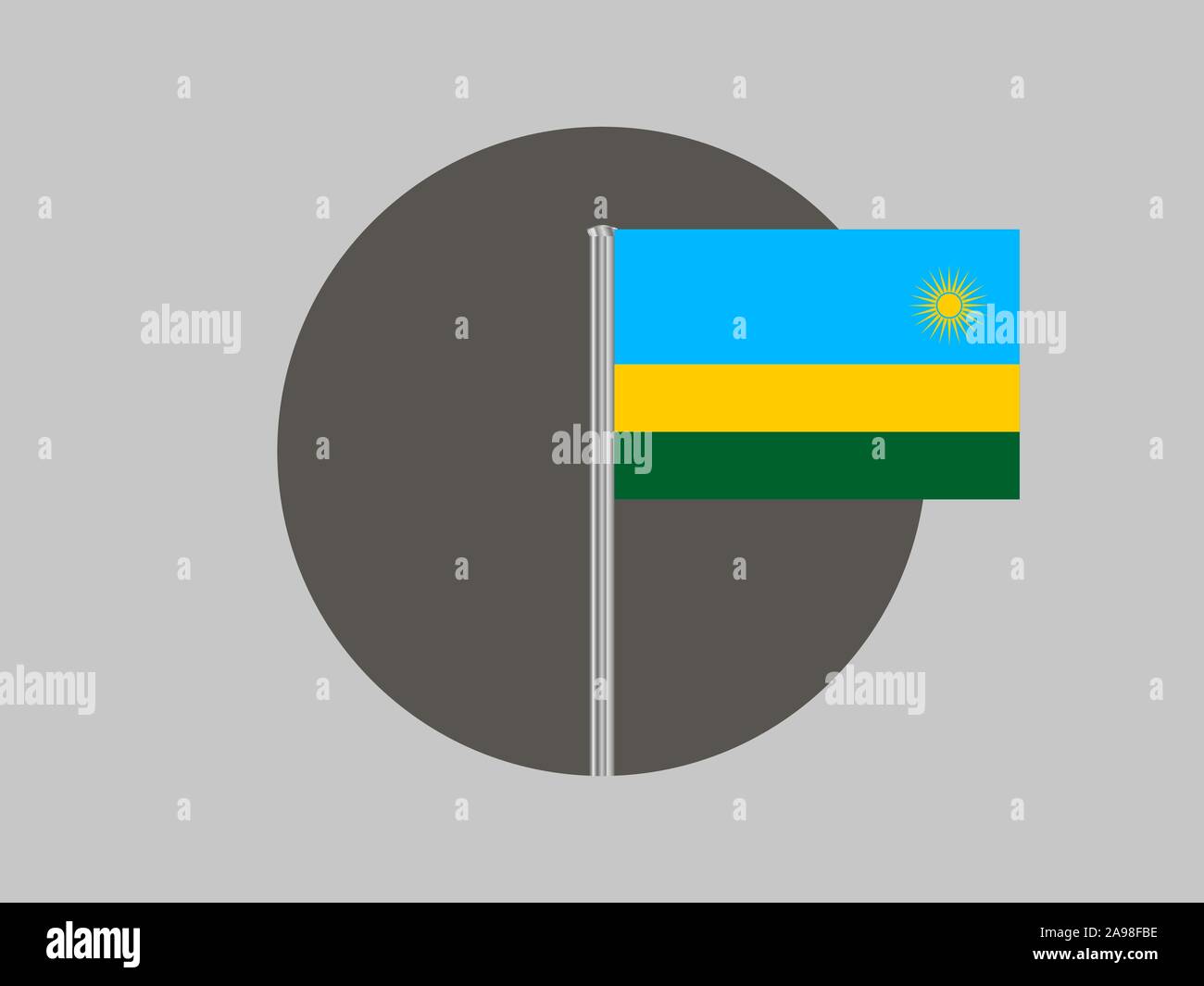 Beautiful national flag of Republic of Rwanda . original colors and proportion. Simply vector illustration eps10, from countries flag set. Stock Vector