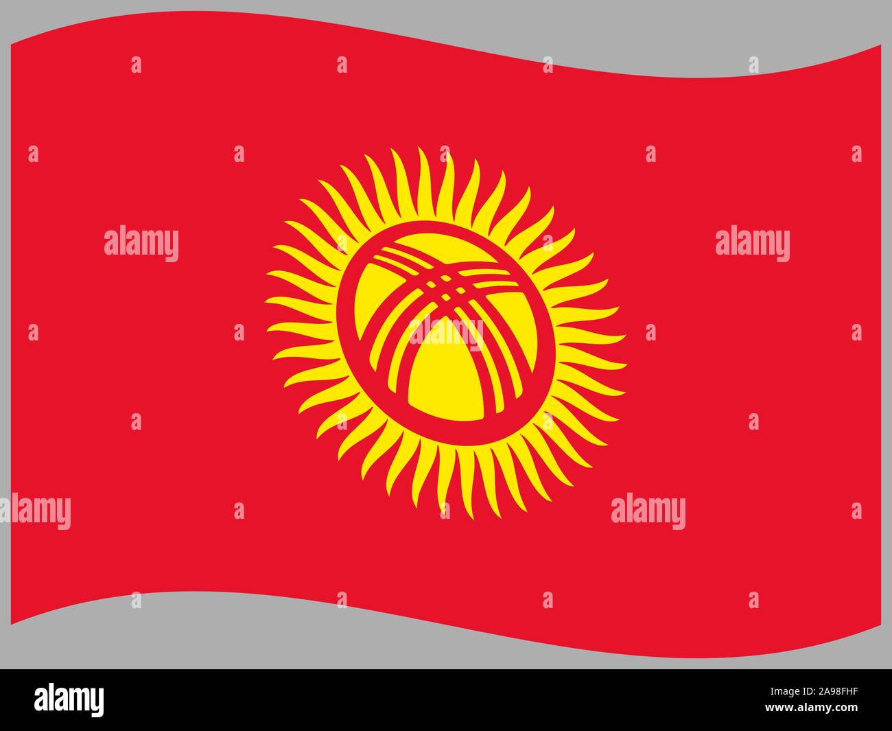 National flag of Kyrgyz Republic know as Kyrgyzstan . original colors