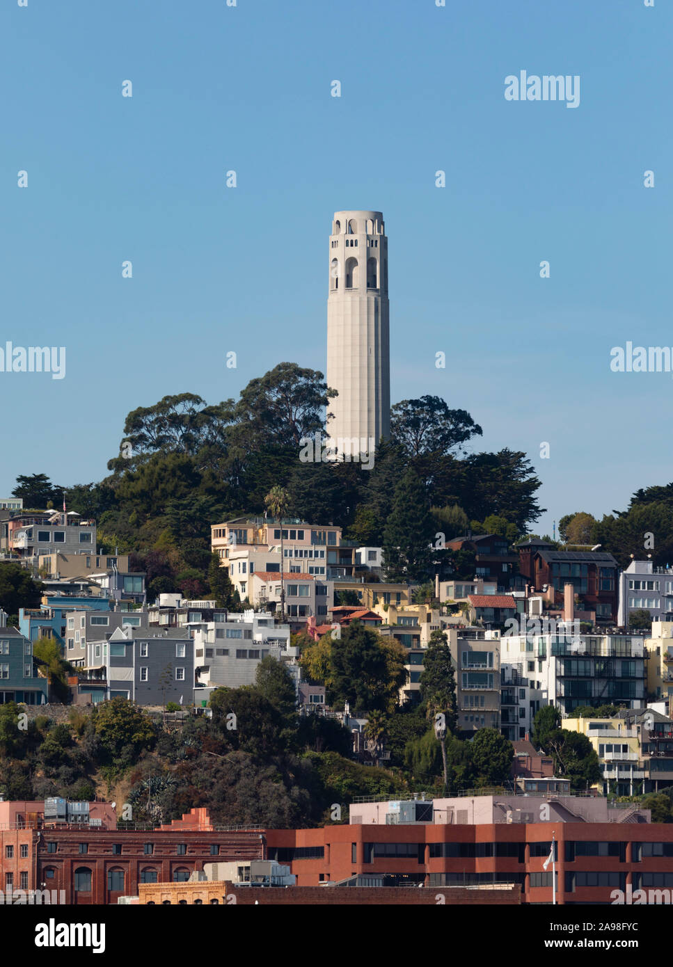 Coit Tower skyline, San Francisco, California, United States of America. USA Stock Photo