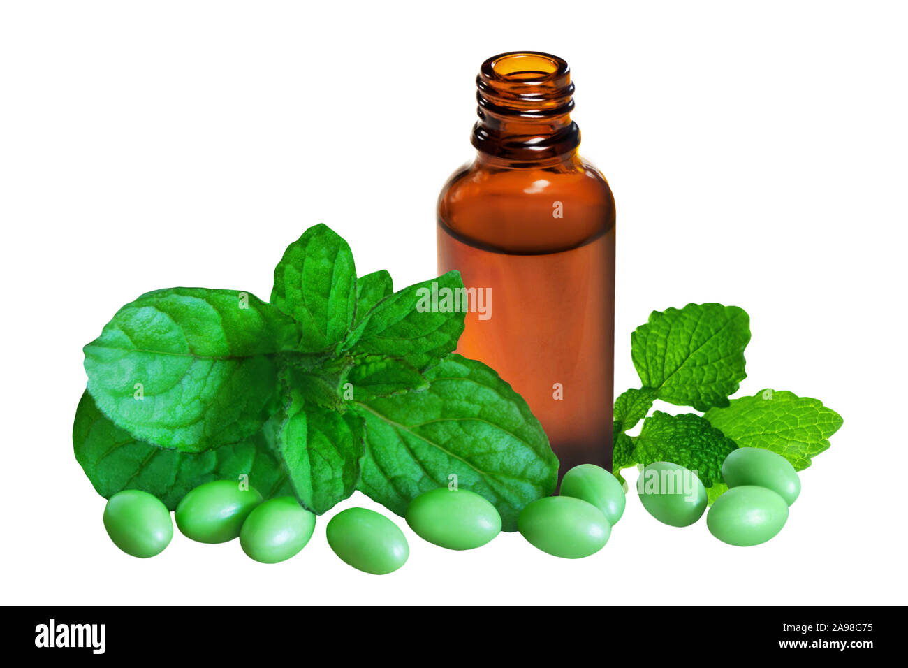 Peppermint Melissa herbal medicine pills Stock Photo Alamy