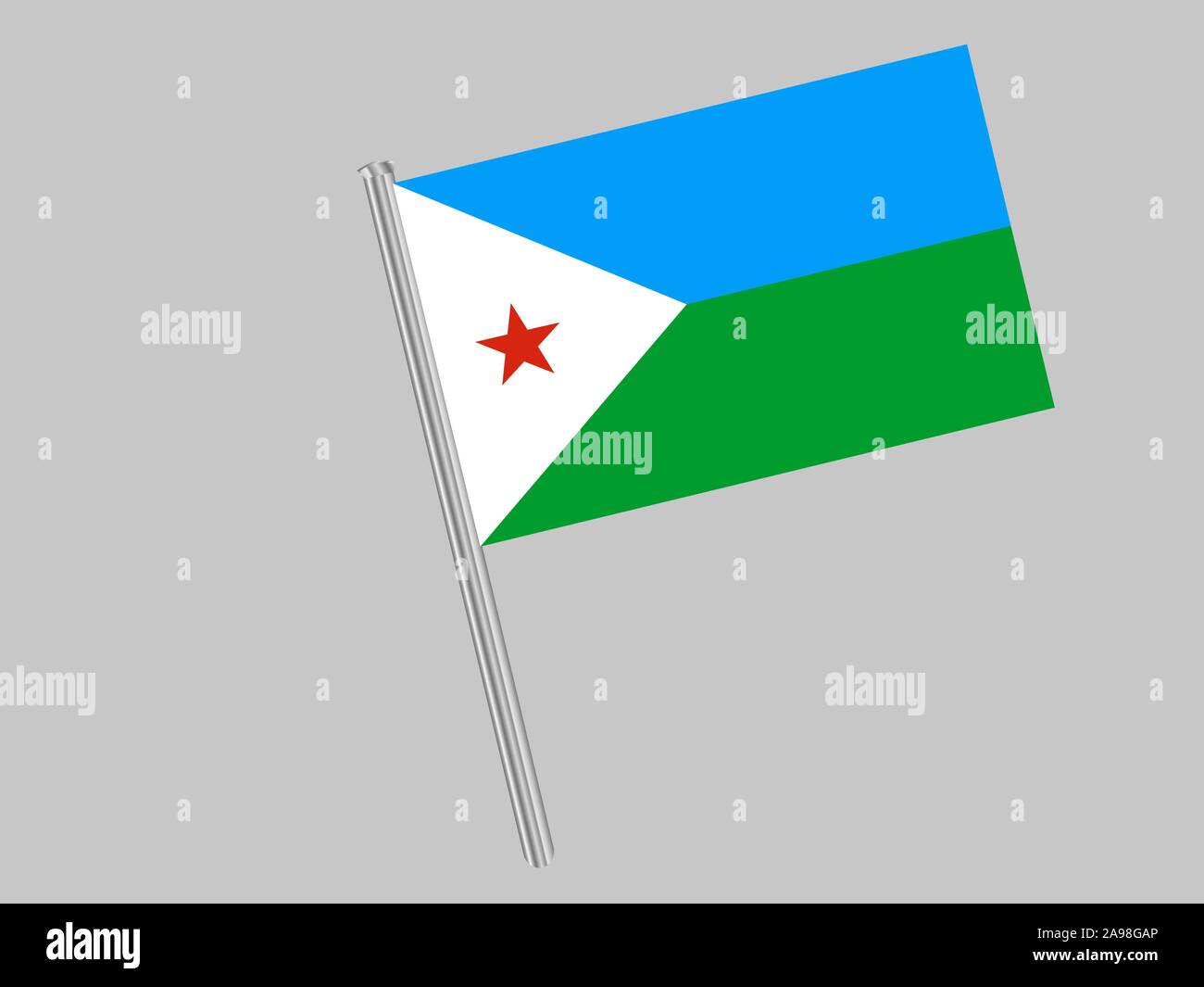 National Flag Of Republic Of Djibouti Original Colors And Proportion