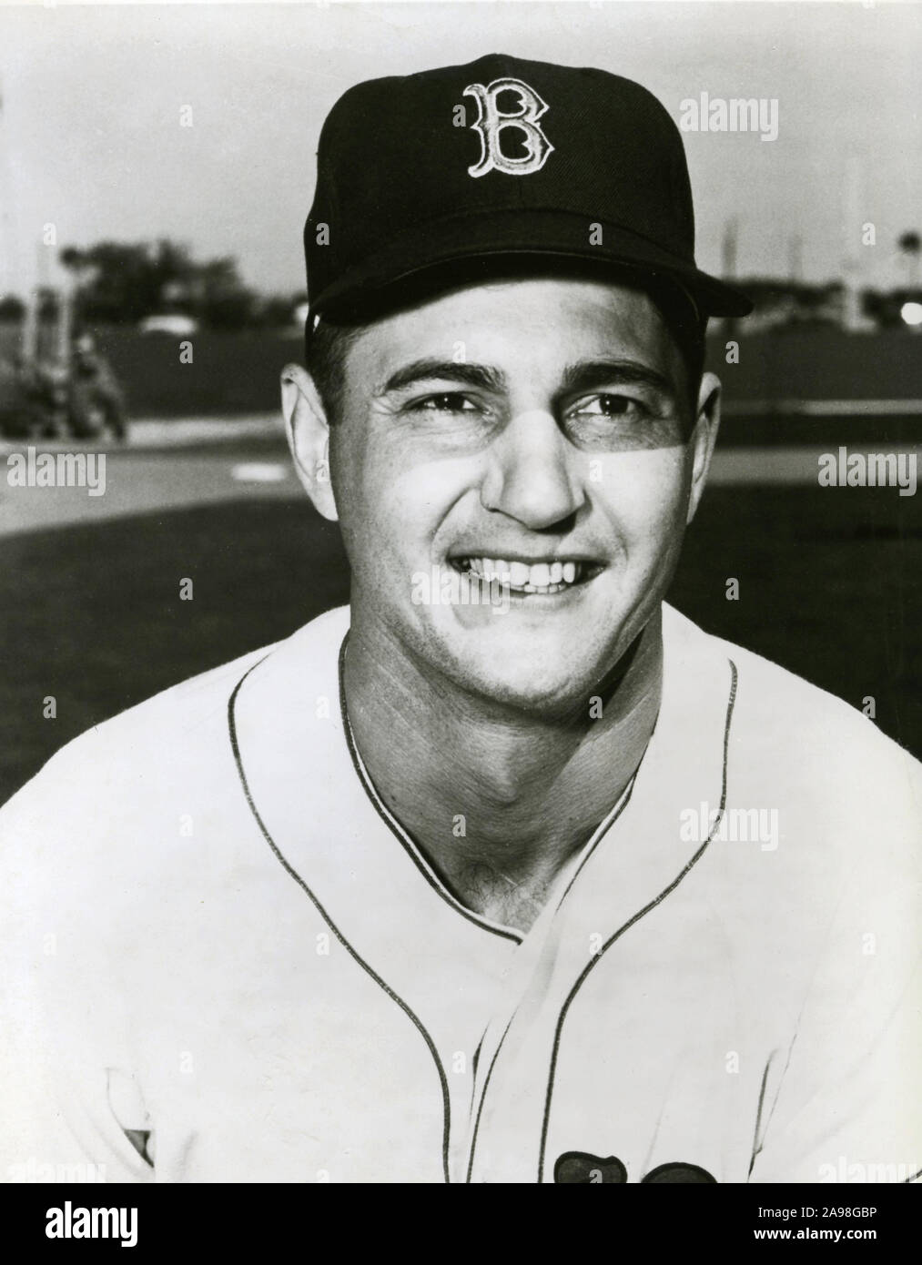 Vintage black and white photo of baseball player Carl Yastrzemski who was a star with the Boston Red Sox in the 1960s and 70s. Stock Photo