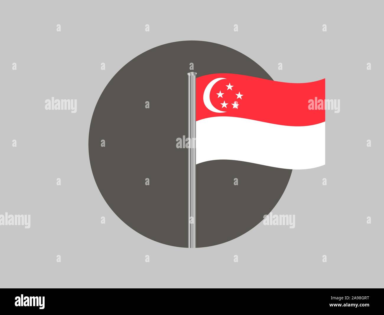 Beautiful national flag of Republic of Singapore. original colors and proportion. Simply vector illustration eps10, from countries flag set. Stock Vector