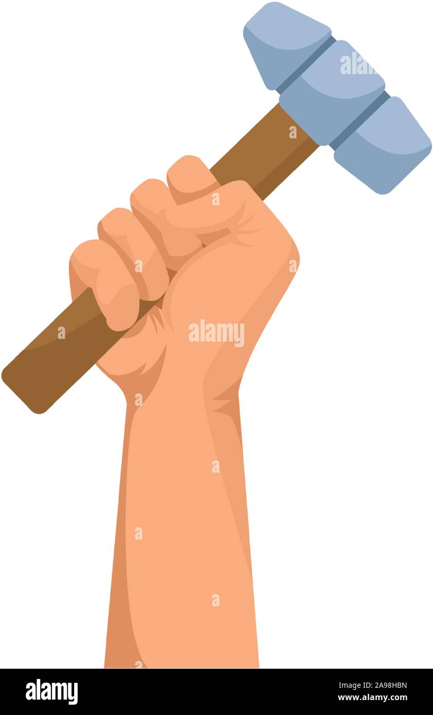 hand up holding a hammer, flat design Stock Vector Image & Art - Alamy